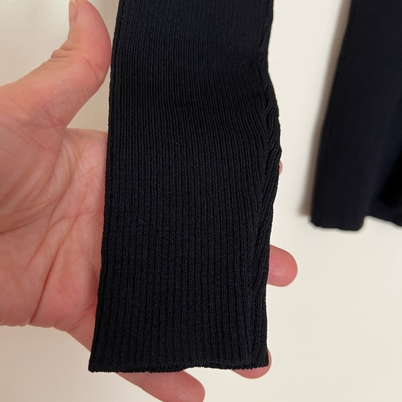 Rachel Roy Womens Cutout Pullover Black Sweater Ribbed Knit Small Preppy Noir - Picture 5 of 13